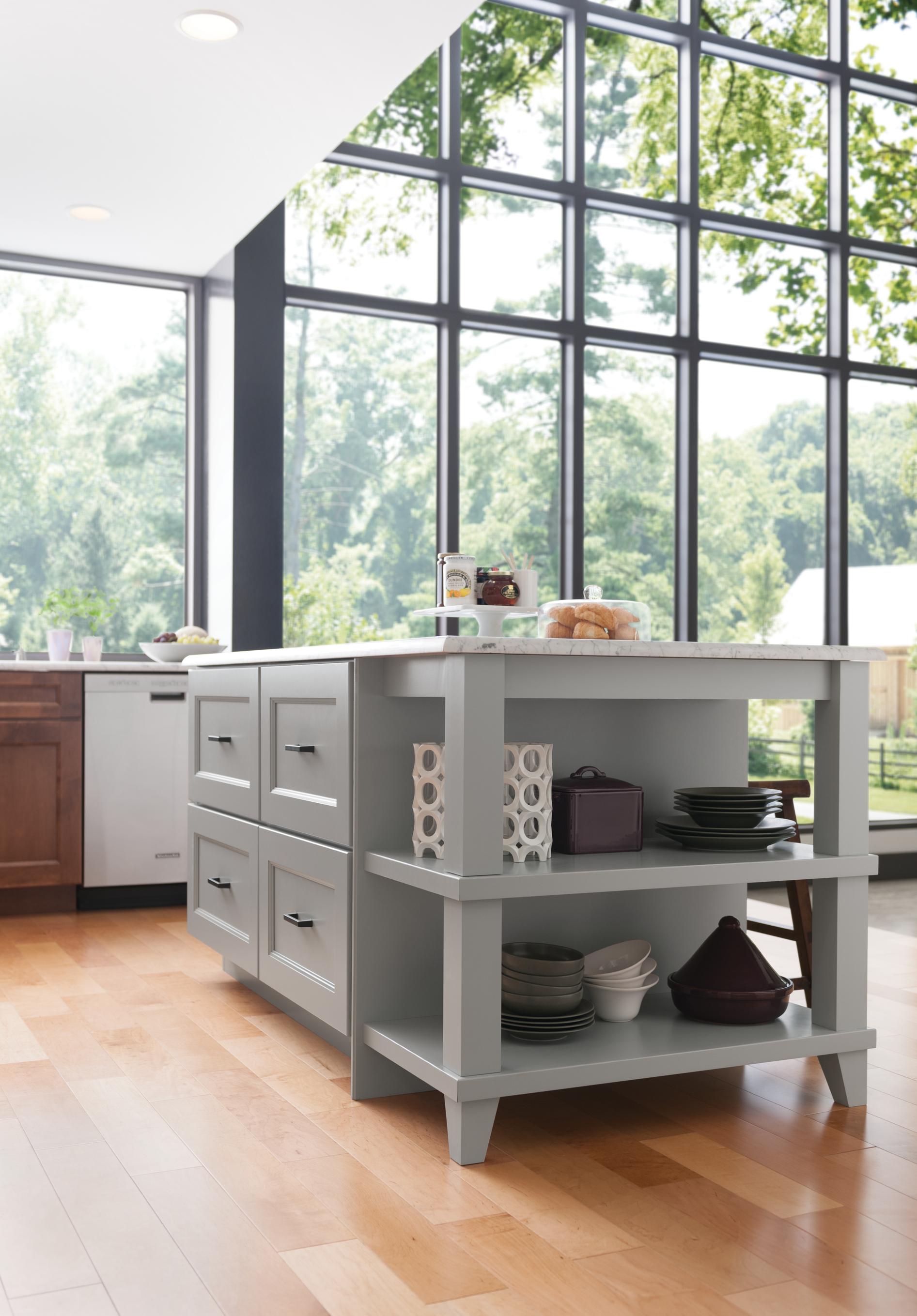 Yorktowne Island with Drawers and Open End Shelf