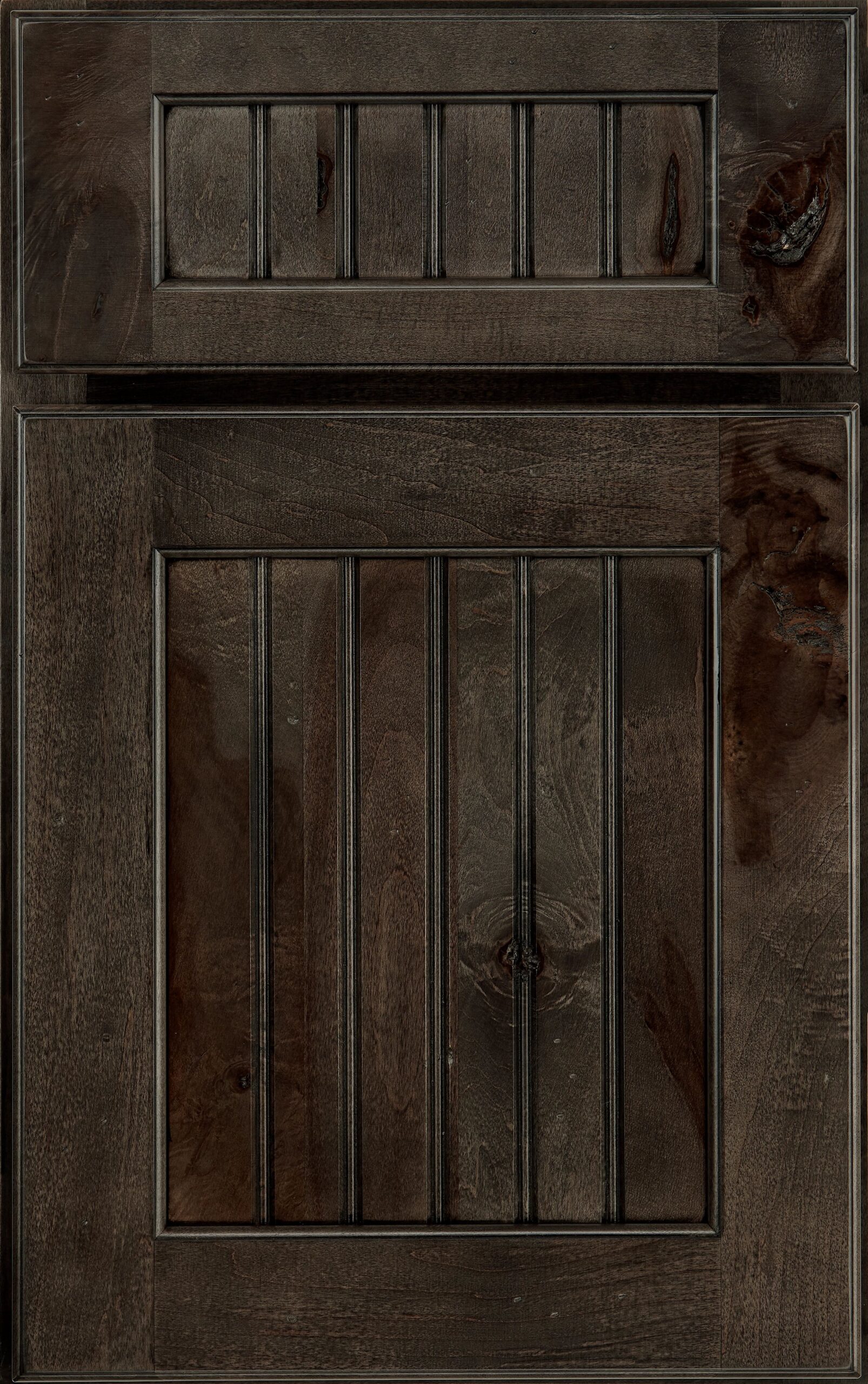 Smoke with Ebony Glaze & Highlight on rustic maple